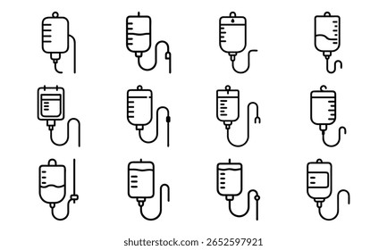 Vector illustration of intravenous fluid drip bags in a medical healthcare hospital setting