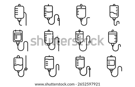 Vector illustration of intravenous fluid drip bags in a medical healthcare hospital setting