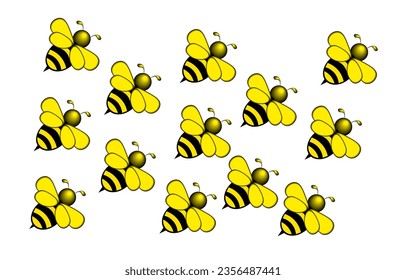 Vector illustration of an invasion of bees on a white background