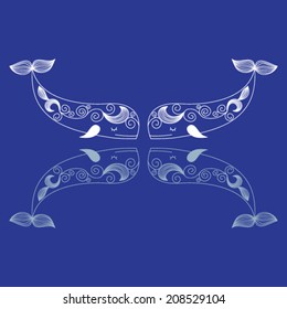 Vector illustration with inverse ornamental fish