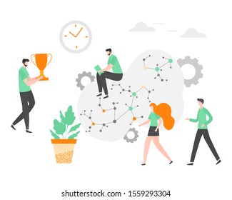Vector illustration Investment growth, financial increase, development People Research, strategy selection, statistics, planning, marketing, study of performance indicators Business analysis concept