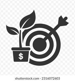 Vector illustration of investment targets icon in dark color and transparent background(PNG).