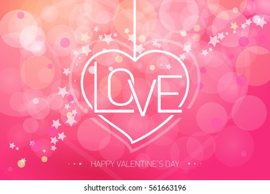 Vector illustration invitation, banner, flyer, template. Happy valentines day and weeding design elements. Pink background. Be my Valentine. Love.