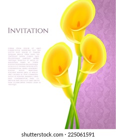 Vector illustration of Invitation with callas flowers