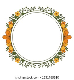 Vector illustration invitation card with abstrak orange flower frame hand drawn