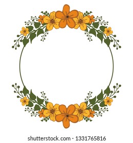 Vector illustration invitation card with abstrak orange flower frame hand drawn