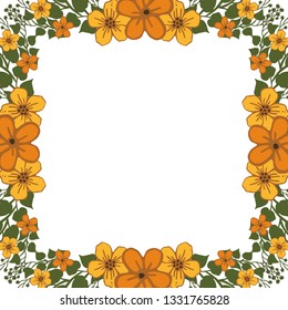 Vector illustration invitation card with abstrak orange flower frame hand drawn