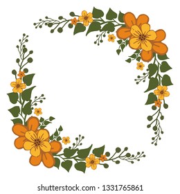 Vector illustration invitation card with abstrak orange flower frame hand drawn