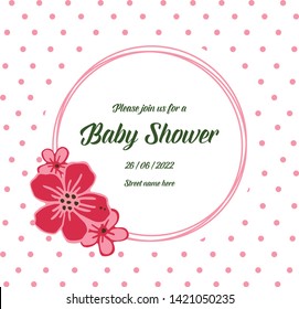Vector illustration invitation card baby shower with floral frame