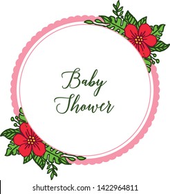 Vector illustration invitation card baby shower for art red flower frames