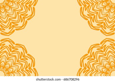 Vector illustration of invitation card to holiday. Floral mandala ornament. Bright. Wedding. Birthday. orange color.