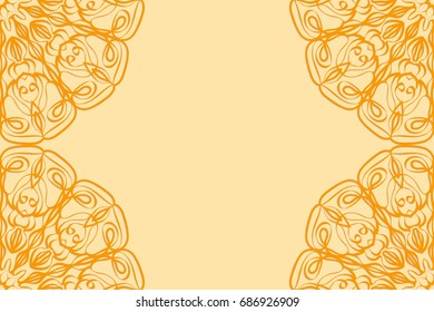 Vector illustration of invitation card to holiday. Floral mandala ornament. Bright. Wedding. Birthday. orange color.
