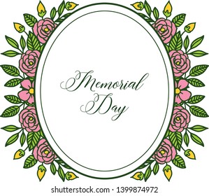 Vector illustration invitation card of memorial day with design artwork pink wreath frame hand drawn