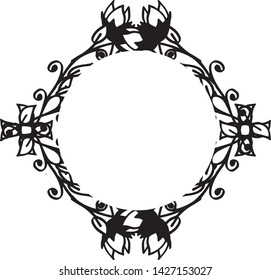Vector illustration of invitation card with modern flower frame