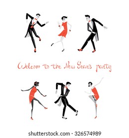 vector illustration , invitation card on New Year's retro party