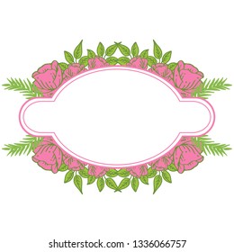 Vector illustration invitation card with pink floral frame blooms hand drawn