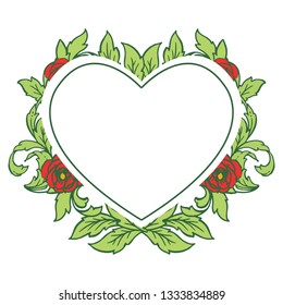 Vector illustration invitation card with rose red flower frame hand drawn