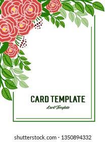 Vector illustration invitation card template with pink rose flower frames blooms
