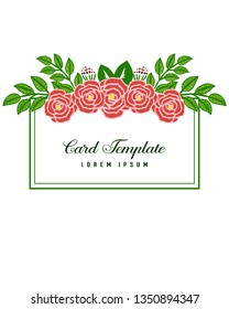 Vector illustration invitation card template with pink rose flower frames blooms