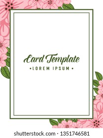 Vector illustration invitation card template with design pink flower frame hand drawn