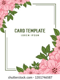 Vector illustration invitation card template with design pink flower frame hand drawn