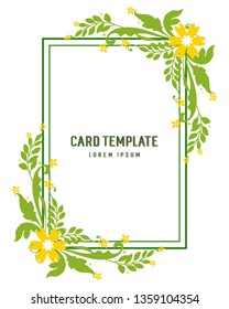 Vector illustration invitation card template with various shape yellow flower frame
