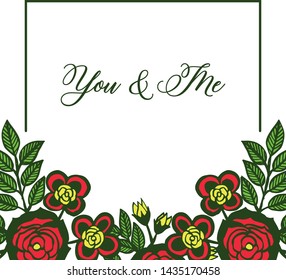 Vector illustration invitation card you and me with colorful bouqet frames