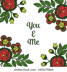 Vector illustration invitation card you and me with colorful bouqet frames