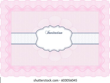 Vector illustration of Invitation. Complex design. Printer friendly. Detailed. 
