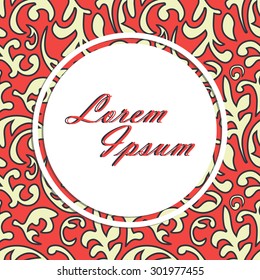 Vector illustration of invitation design tamplate with Damascus style background