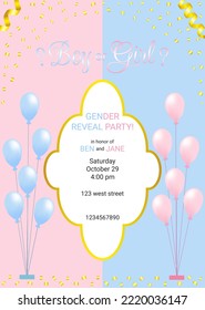 Vector illustration. Invitation to a gender party