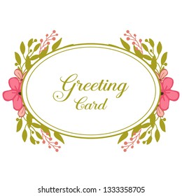 Vector illustration invitation of greeting card with crowd pink flower frames blooms hand drawn