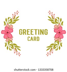 Vector illustration invitation of greeting card with crowd pink flower frames blooms hand drawn
