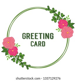 Vector illustration invitation of greeting card with circular rose wreath frame texture hand drawn
