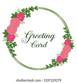 Vector illustration invitation of greeting card with circular rose wreath frame texture hand drawn