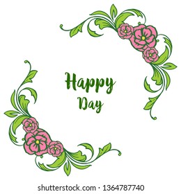 Vector illustration invitation happy day with decoration floral frame hand drawn