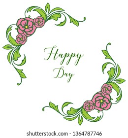 Vector illustration invitation happy day with decoration floral frame hand drawn