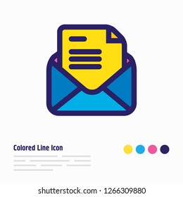 Vector illustration of invitation icon colored line. Beautiful celebrate element also can be used as letter icon element.
