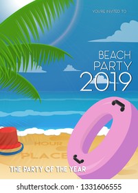 vector illustration, invitation to party on the beach.