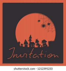 Vector illustration. Invitation postcard for Halloween party. 