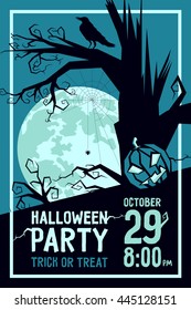 Vector illustration of invitation such print poster or web card for Halloween party