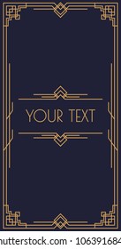 Vector Illustration invitation template art deco and arabic line style with frame gold color for banner, greeting card, menu restaurant, cafe, shop. 10 eps