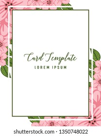 Vector illustration invitation template card with design artwork pink flower frame hand drawn