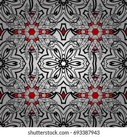 Vector illustration for invitations, cards, certificate, web page. Vector line art border for design template. White element on red background. White outline floral decor. Eastern style element.