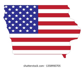 vector illustration of iowa map with american flag