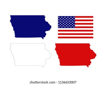 vector illustration of Iowa maps with USA flag