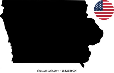 ilustración vectorial del mapa del estado de Iowa con bandera estadounidense