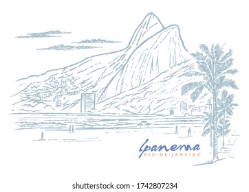 Vector illustration of the Ipanema beach in Rio de Janeiro.