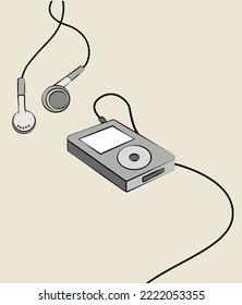 vector illustration of an Ipod or Mp3 and headphone