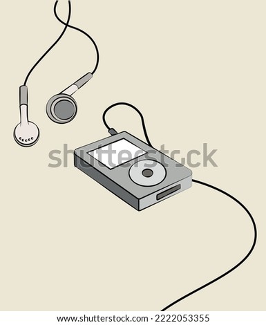 vector illustration of an Ipod or Mp3 and headphone